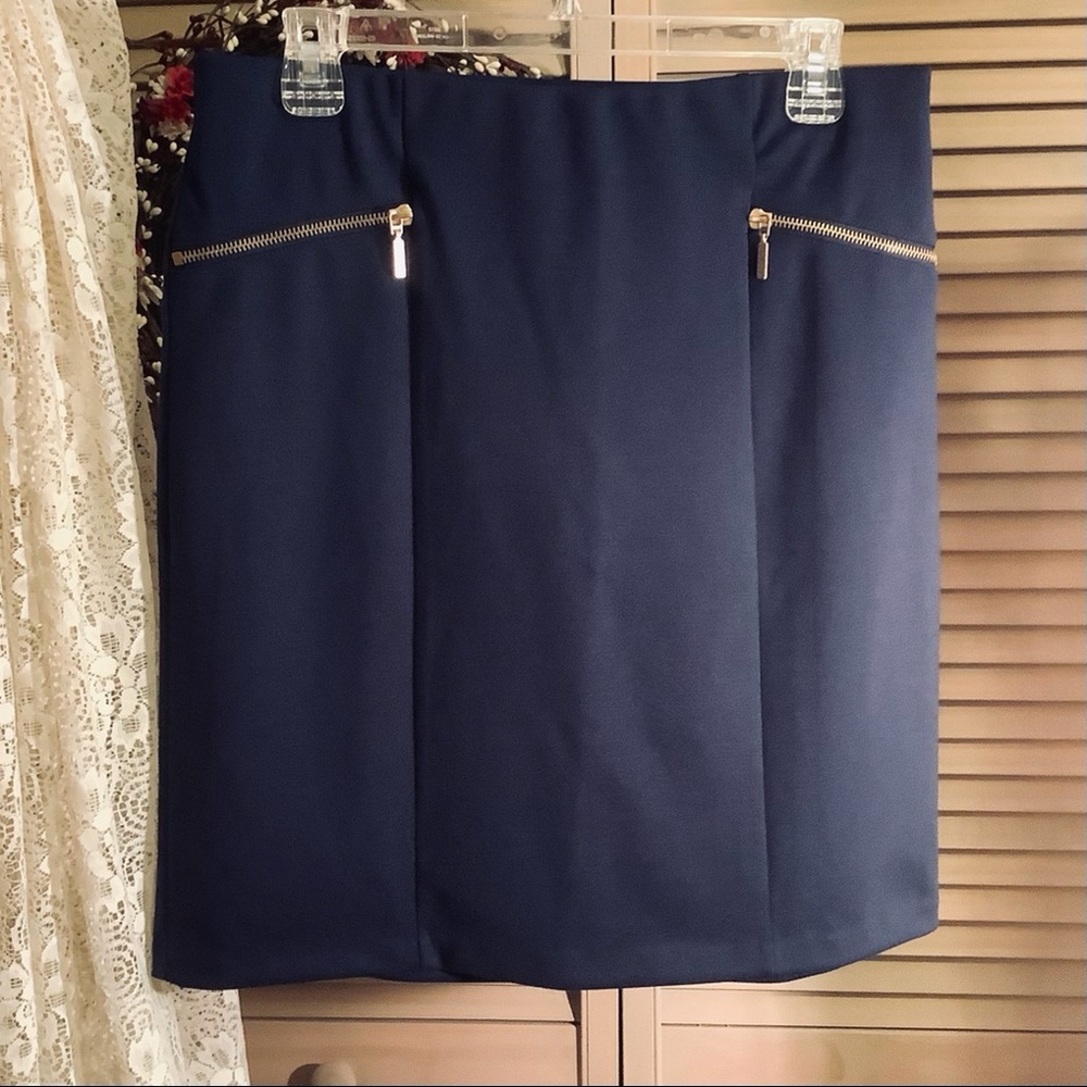 George pull on stretch skirt Faux zips Sm 4-6 New